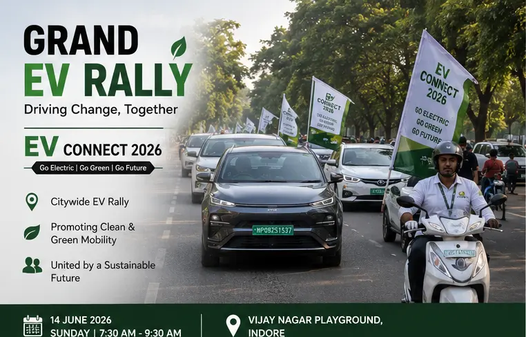Grand EV Rally through Indore city streets with electric cars and bikes